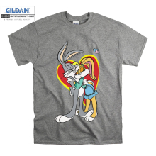 (Large, Grey) Lola And Bugs Bunny Couple  Men Women Unisex Top T Shirt T-Shirt Tshirt