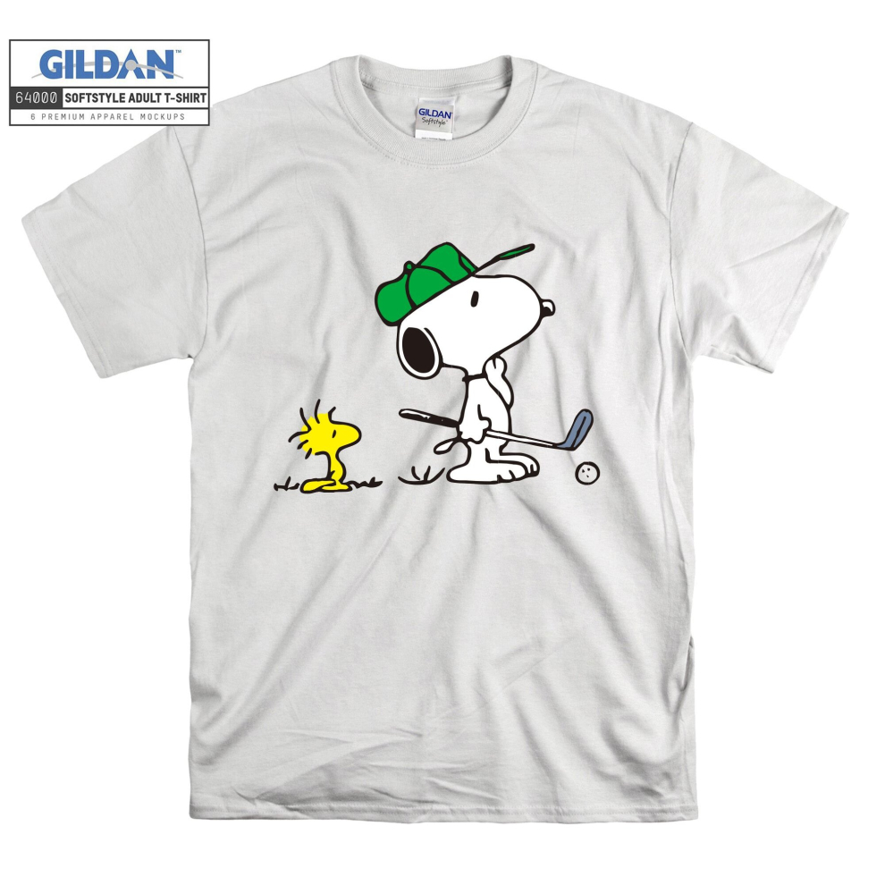 (Medium, White) Woodstock And Snoopy Golf Men Women Unisex Top T Shirt T-Shirt Tshirt