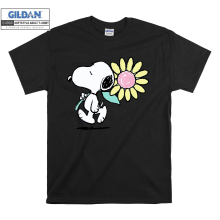 (XXX-Large, Black) Snoopy And His Flower Men Women Unisex Top T Shirt T-Shirt Tshirt