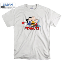 (Large, White) Peanuts Snoopy Friends  Men Women Unisex Top T Shirt T-Shirt Tshirt