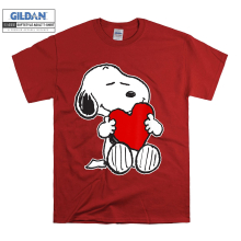 (XX-Large, Red) Red Heart Snoopy Black Women T Shirt T-Shirt Tshirt Top
