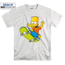 (XX-Large, White) Skateboard And Bart Simpson Men Women Unisex Top T Shirt T-Shirt Tshirt