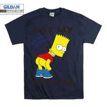 (X-Large, Navy) Funny Eat My Shorts Bart Simpson Men Women Unisex Top T Shirt T-Shirt Tshirt