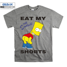 (Large, Grey) Funny Eat My Shorts Bart Simpson Men Women Unisex Top T Shirt T-Shirt Tshirt