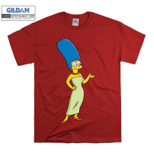 (Medium, Red) Marge Simpson Figure Blue Hair Men Women Unisex Top T Shirt T-Shirt Tshirt