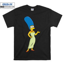 (Large, Black) Marge Simpson Figure Blue Hair Men Women Unisex Top T Shirt T-Shirt Tshirt
