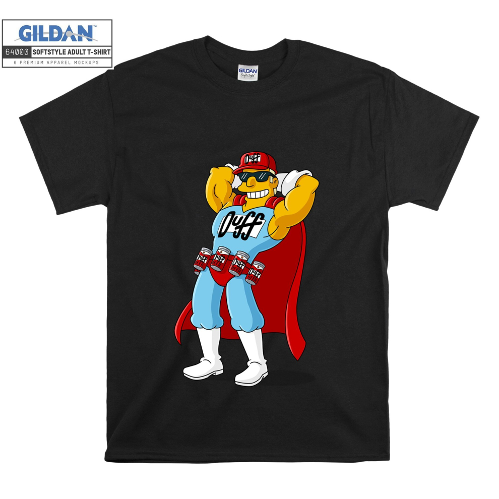 (Large, Black) Duffman The Simpsons Men Women Unisex Top T Shirt T-Shirt Tshirt