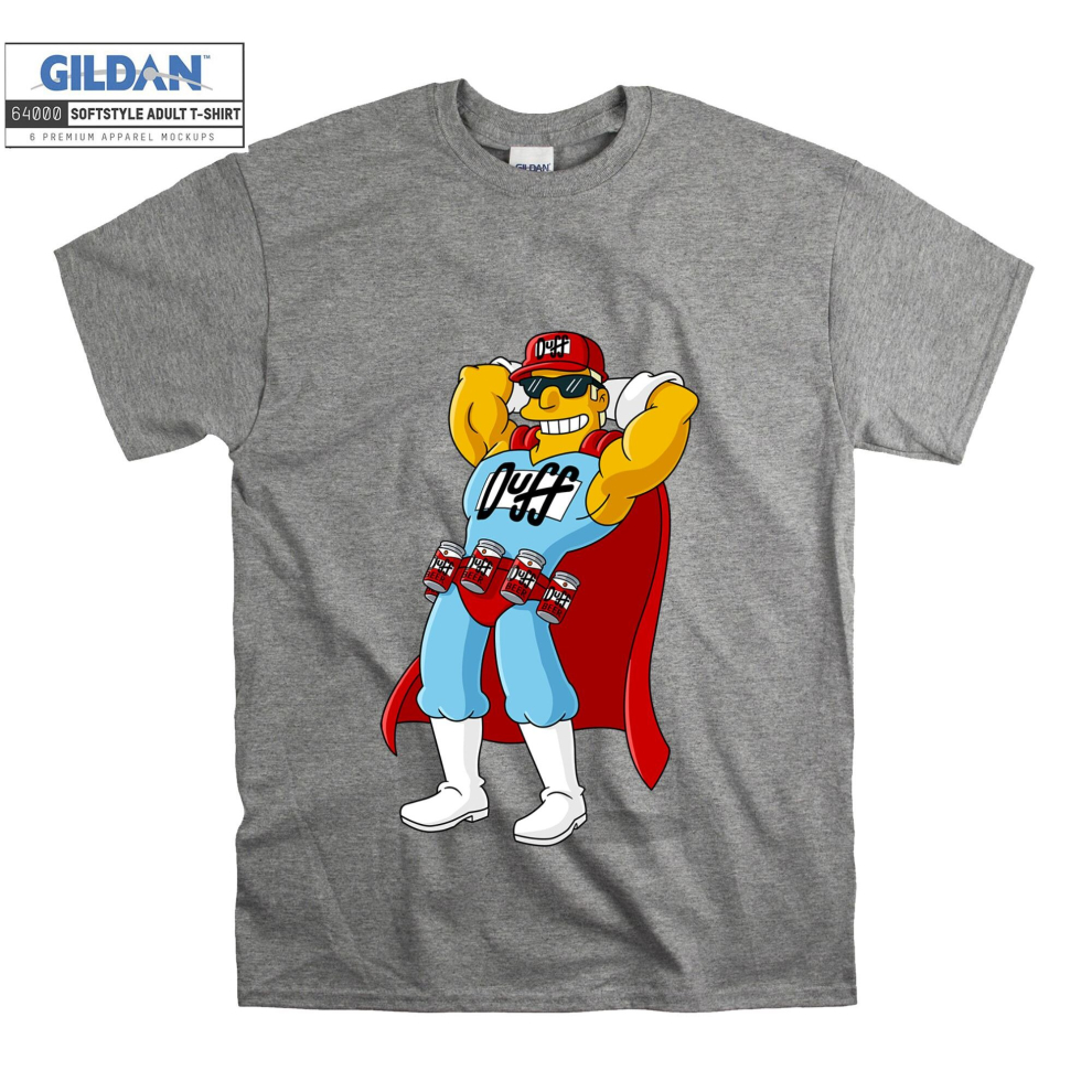 (XX-Large, Grey) Duffman The Simpsons Men Women Unisex Top T Shirt T-Shirt Tshirt