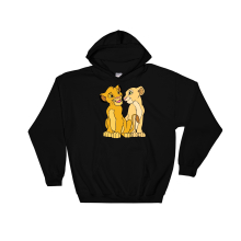 (Small, Black) Simba And Nala Couple Figure Black Men Women Unisex Hooded Sweatshirt Hoodie