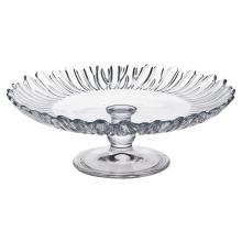 96mm Ribbed Large Glass Footed Cake Dessert Pastry Stand Plate Party Display