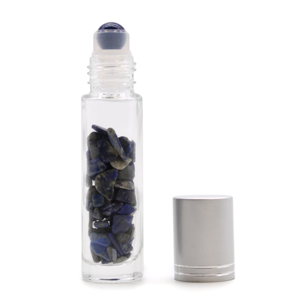 Adorable Lifestyle Gemstones And Esoteric Gifts - Gemstone Essential Oil Roller Bottle - Sodalite - Silver Cap