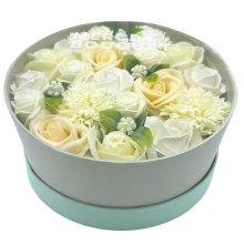 Soap Flower Gift Boxes - Round Box - Wedding Blessings - White & Ivory