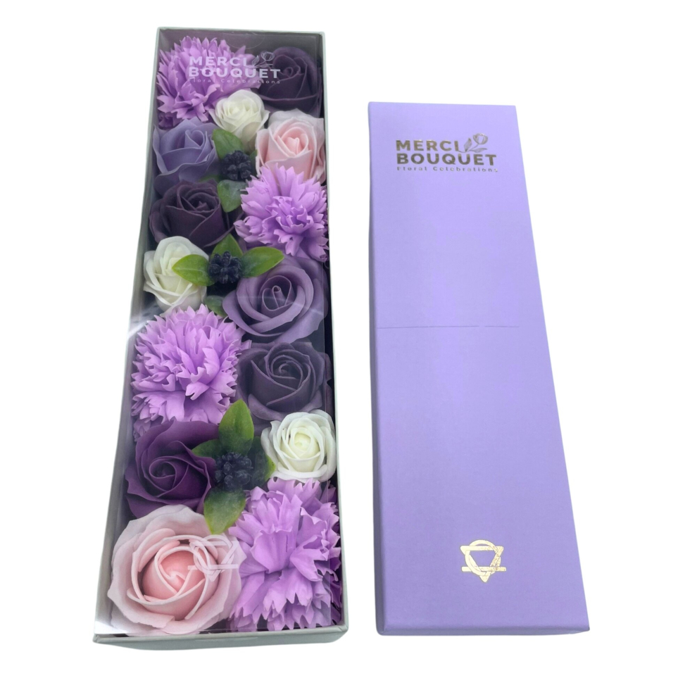 Adorable Lifestyle Lavender Soap Flower Gift Boxes - Long Box - Rose & Carnation