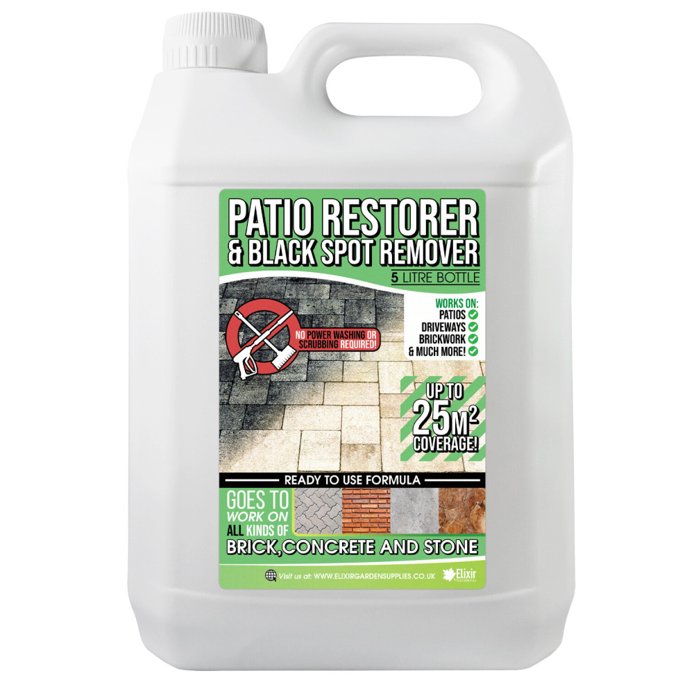 (8) Black Spot Remover | Path, Patio & Driveway Cleaner for Stone, Brick & Concrete | Destroys Lichen, Algae & Mould | Ready To Use Formula | 5 Litre
