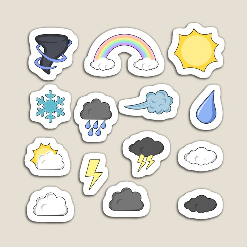 Fridge Magnets Weather Icons Acrylic Meme Decoration for Home Kitchen Office