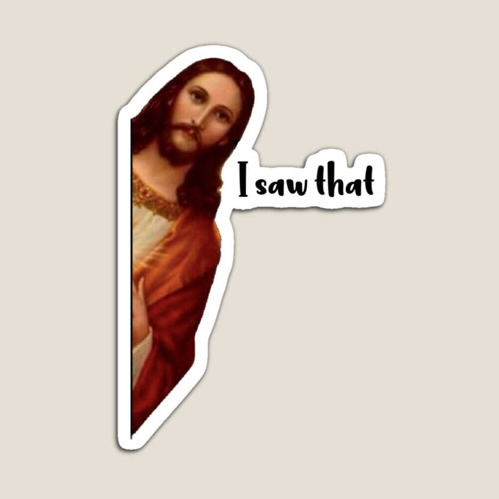 Fridge Magnets Funny Jesus I Saw That, Funnys Acrylic Meme Decoration for Home Kitchen Office