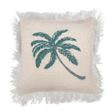 Gifts for Home and Garden - Linen Cushion 60x60cm Palm Tree with Fringe