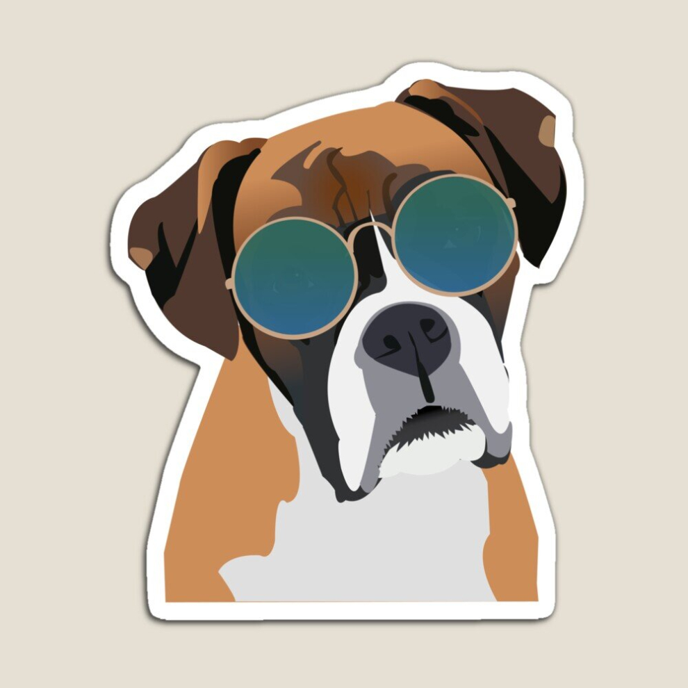 Whibos Fridge Magnets Boxer Dog Wearing Sunglasses Acrylic Meme Decoration For Home Kitchen Office