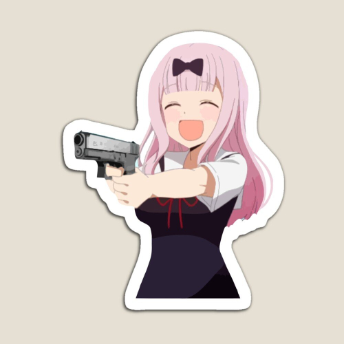 Fridge Magnets Chika fujiwara holds a gun anime girl with a gun Acrylic ...