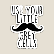 Fridge Magnets Use your little grey cells Poirot Hat Mustache Agatha Christie book Acrylic Meme Decoration for Home Kitchen Office