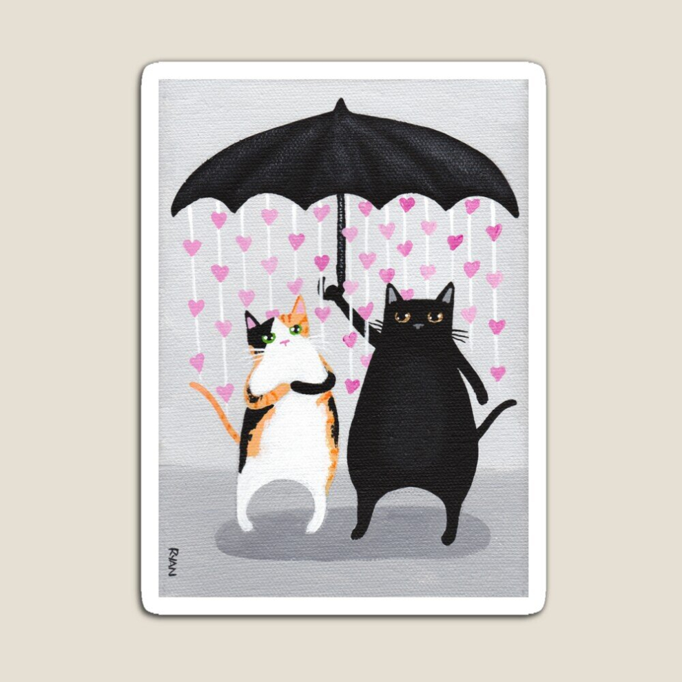 Fridge Magnets Love Rains Down Cats Acrylic Meme Decoration for Home Kitchen Office