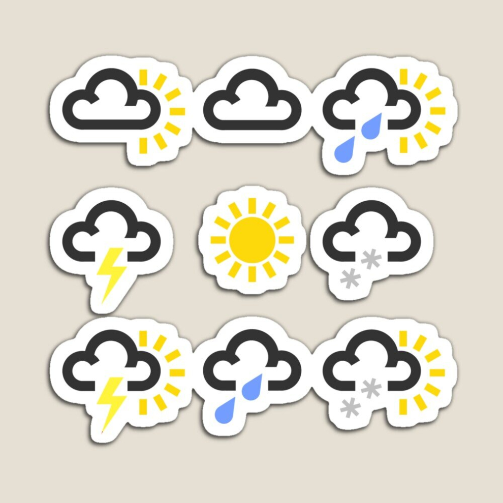 Fridge Magnets Weather forecast symbols design  Acrylic Meme Decoration for Home Kitchen Office