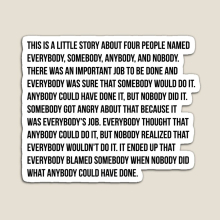 Fridge Magnets Everybody, Somebody, Anybody, Nobody Acrylic Meme Decoration for Home Kitchen Office