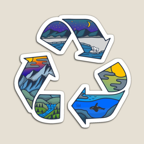 Fridge Recycle Logo Nature Illustration Acrylic Meme Decoration for Home Kitchen Office