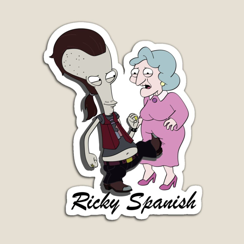 Fridge Magnets American Dad Roger Ricky Spanish Acrylic Meme Decoration for Home Kitchen Office