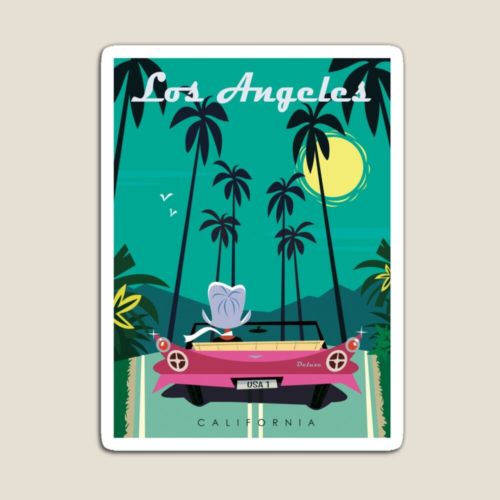 Fridge Magnets Los Angeles poster Acrylic Meme Decoration for Home Kitchen Office