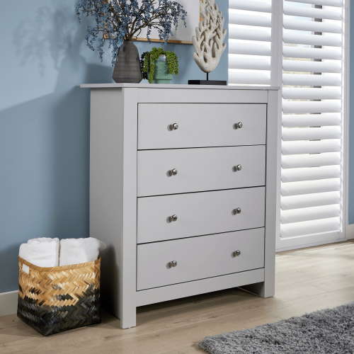 Home Source Nyon 4 Drawer Bedroom Storage Chest Unit Grey on OnBuy