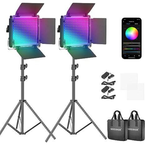Neewer NEEWER 2 Pack 660 PRO RGB LED Video Light Stand Kit 1