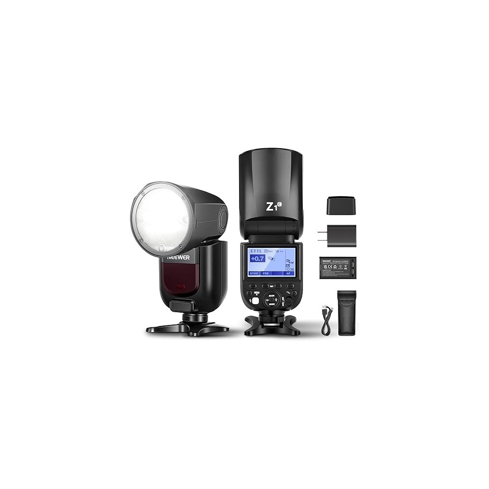 NEEWER Z1-S TTL Round Head Flash Speedlite for Sony with 2 Batteries