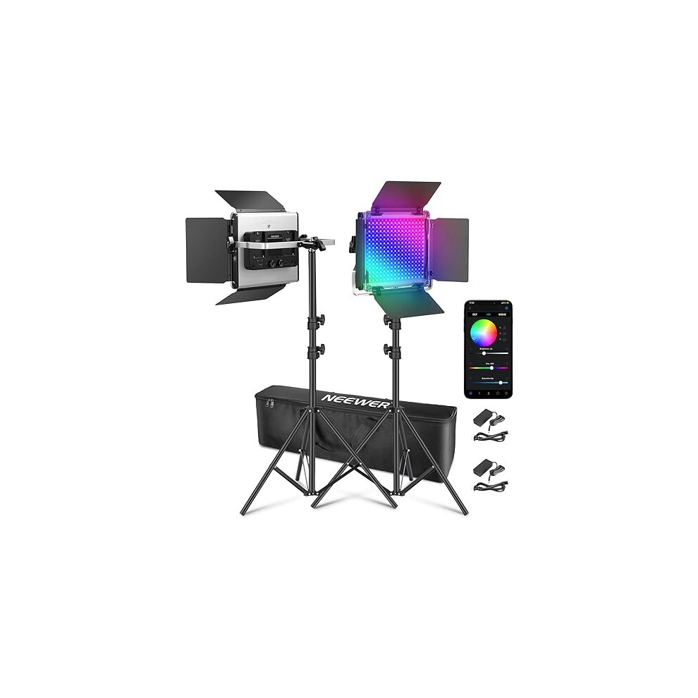 NEEWER 2 Pack 660 PRO II LED Video Light Stand Kit