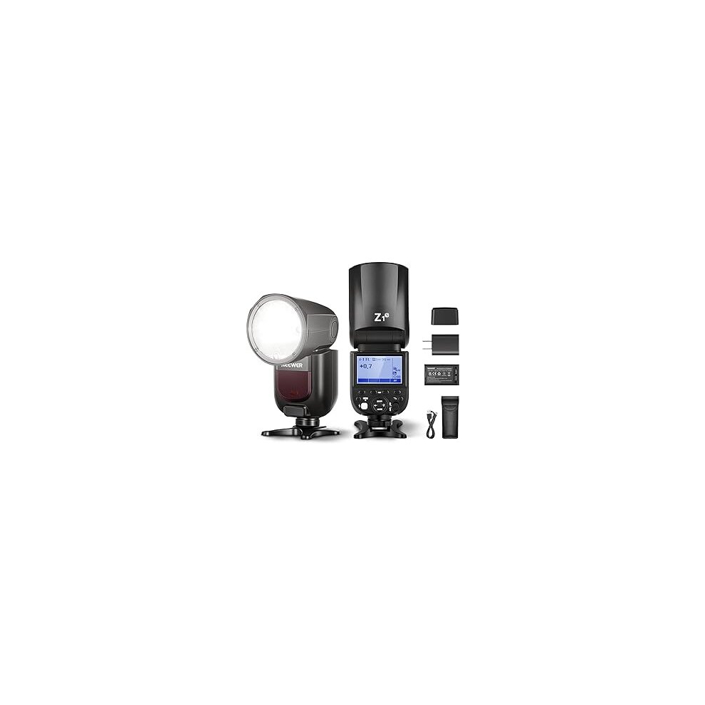 NEEWER Z1-C TTL Round Head Flash Speedlite for Canon with 2 Batteries