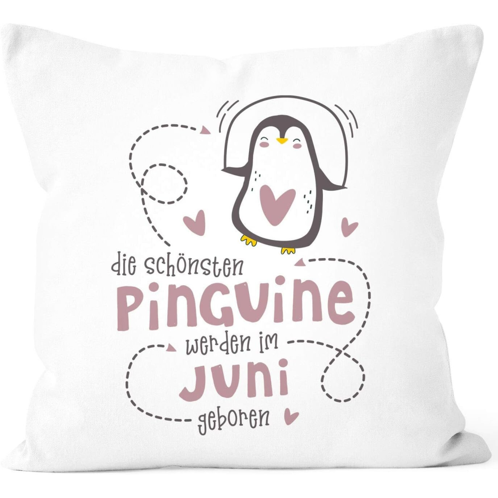 Cushion Cover The Most Beautiful Penguins Are Born In June Gift Birthday Decorative Cushion Pink One Size-image-OPC-PCQKYPH-NEW