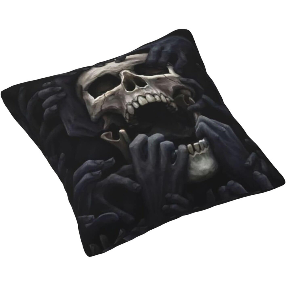 Abstract Terror Hand Dark Skull PatternThrow Pillow Covers 20x20 Inch Decorative Velvet Pillow Cases Square Zipper Pillowcases for Home Decor-image-OPC-PCQM2TH-NEW