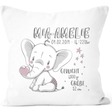 Personalised Birth Pillow Name Pillow Gift Girl Cushion Cover without Filling