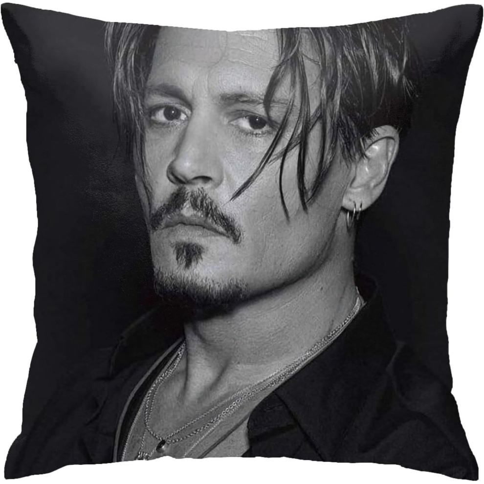 Johnny Depp Pillow Covers Double Sided Plush Pillow Cases Dorm Decor for Bedroom Living Room 18x18 inch-image-OPC-PCQM68M-NEW