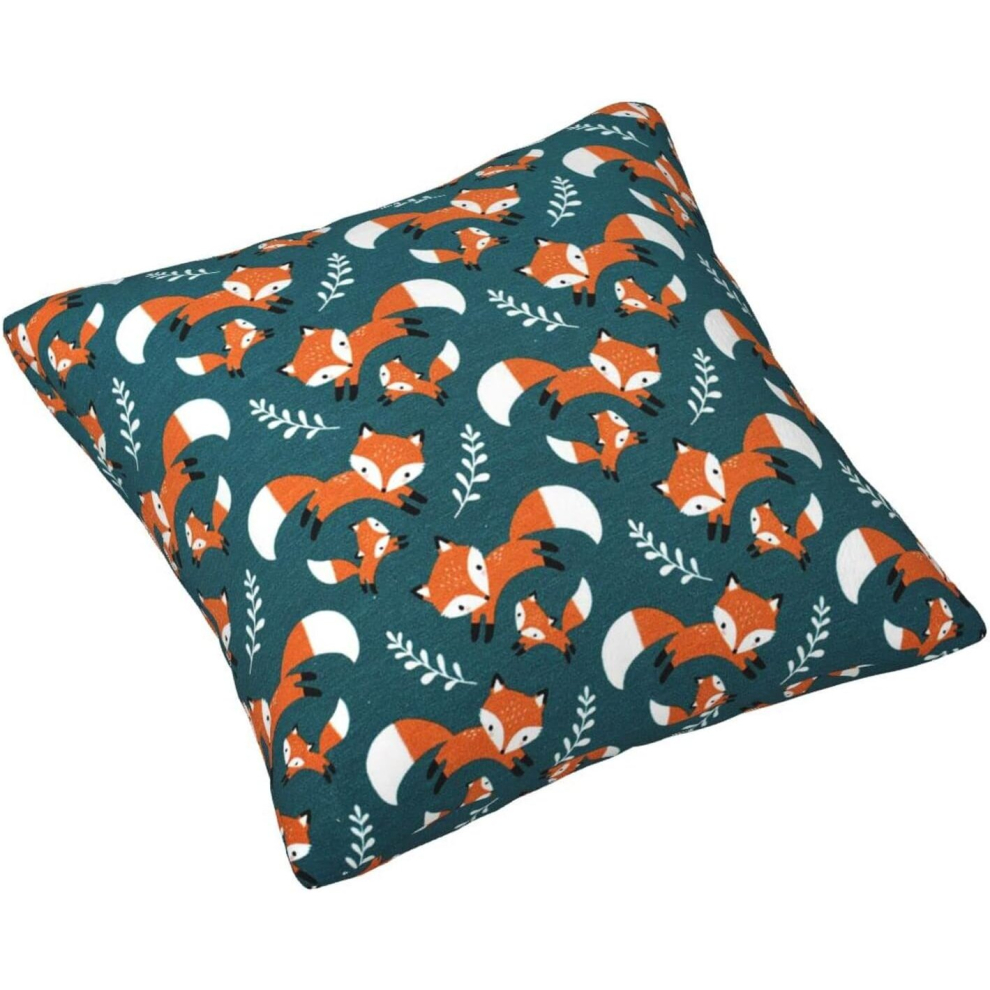 Cute Fox greenThrow Pillow Covers 26x26 Inch Decorative Velvet Pillow Cases Square Zipper Pillowcases for Home Decor-image-OPC-PCQKZ9D-NEW