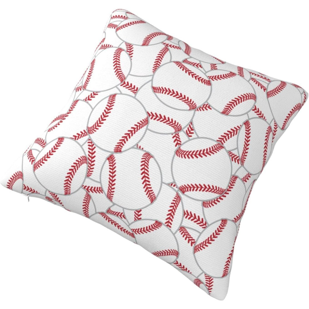 Perinsto Baseball Texture Throw Pillow Covers Decorative Square Pillowcase Soft Cushion Covers for Sofa Couch Bed Home Decor, 18x18 Inch-image-OPC-PCQM6DQ-NEW
