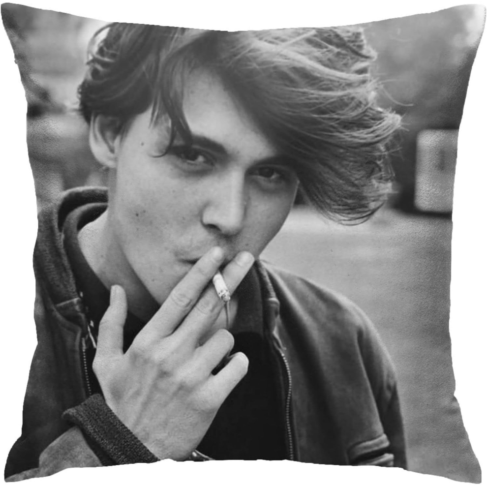 Johnny Depp Pillow Covers Double Sided Plush Pillow Cases Dorm Decor for Bedroom Living Room 18x18 inch-image-OPC-PCQM6H9-NEW
