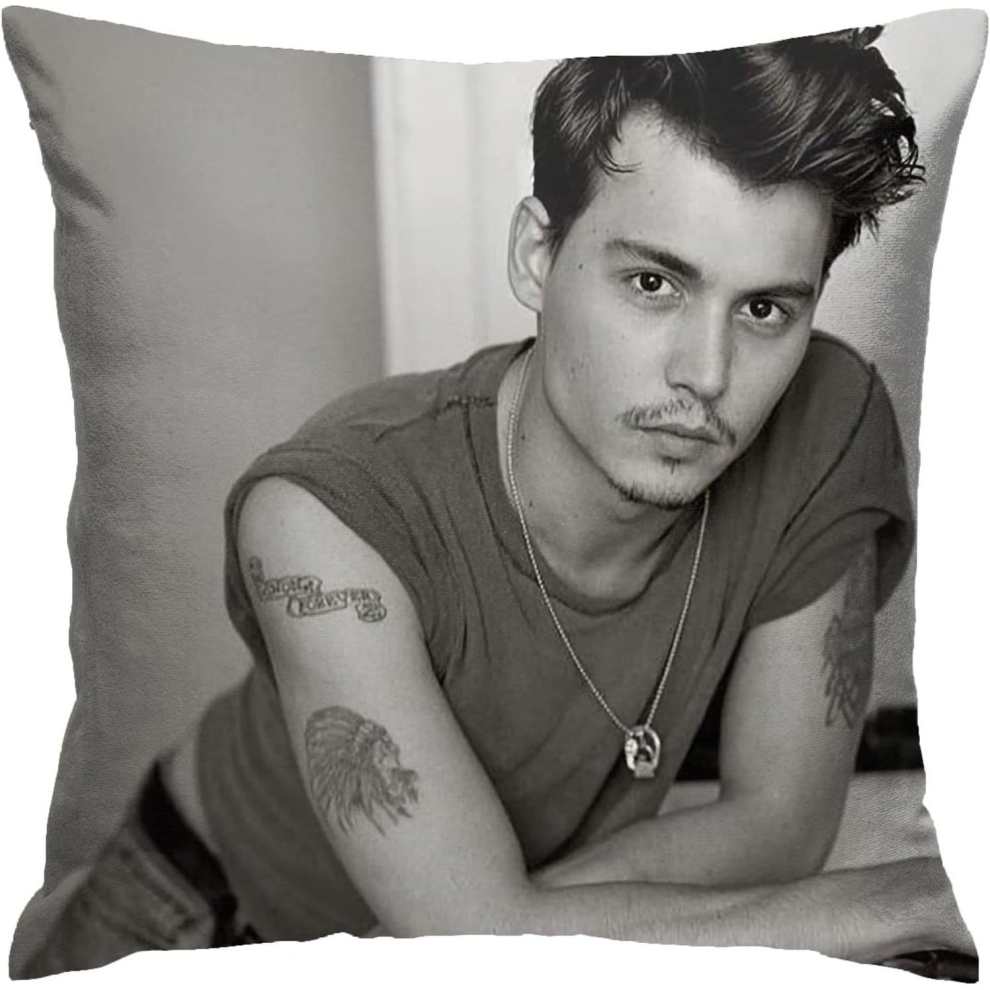 Johnny Depp Pillow Covers Double Sided Plush Pillow Cases Dorm Decor for Bedroom Living Room 18x18 inch-image-OPC-PCQM72J-NEW