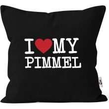 I Love My Penis / Pimmel Boobs I Love Your Boobs / Penis Funny Saying Ironie Decorative Cushion I Love My Pimmel Black One Size