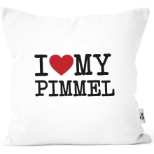 I Love My Penis / Pimmel Boobs I Love Your Boobs / Penis Funny Saying Ironie Decorative Cushion I Love My Pimmel White One Size