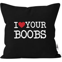 I Love My Penis / Pimmel Boobs I Love Your Boobs / Penis Funny Saying Ironie Decorative Cushion I Love Your Boobs Black One Size