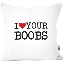 I Love My Penis / Pimmel Boobs I Love Your Boobs / Penis Funny Saying Ironie Decorative Cushion I Love Your Boobs White One Size