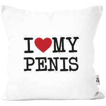 I Love My Penis/Pimmel Boobs I Love Your Boobs/Penis Funny Saying Ironie Decorative Cushion I Love My Penis White One Size