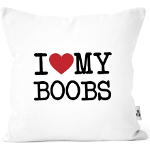 I Love My Penis / Pimmel Boobs I Love Your Boobs / Penis Funny Saying Ironie Decorative Cushion I Love My Boobs White One Size