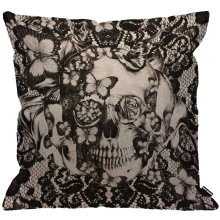 Victorian Gothic Lace Skull Black Cushion Cover Decorative Cushion Cover for Men Women Living Room Bedroom Sofa Chair 45x45cm